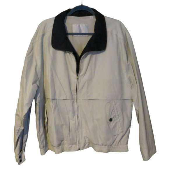 London Fog Men's Lightweight Jacket Ivory With Navy Blue Color Size Large Reg - Picture 2 of 10